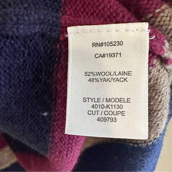 Joie Navy, Maroon, Tan Striped Wool Blend V-Neck Sweater Size Large - Picture 6 of 6